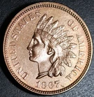 1867 INDIAN HEAD CENT - With LIBERTY & Near 4 DIAMONDS - AU UNC