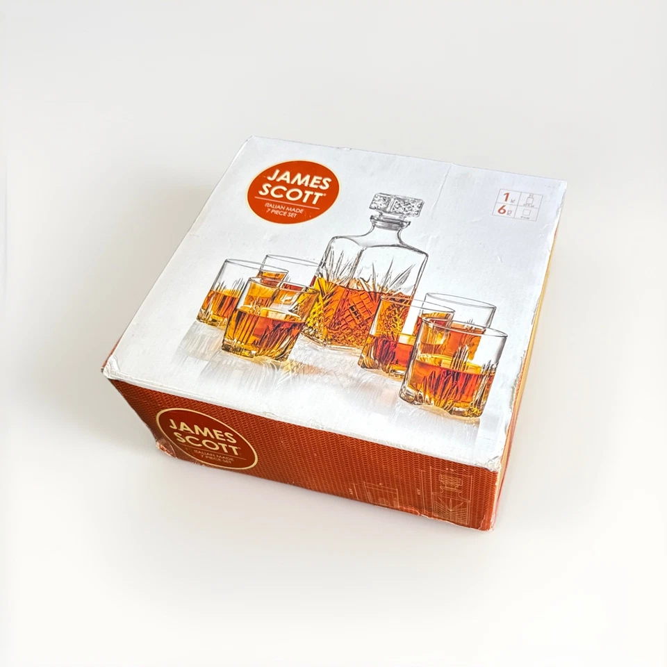 Новый James Scott стекла 7 предметов виски комплект итальянский ручной графин и 6 стаканов - Изображение 2 из 4