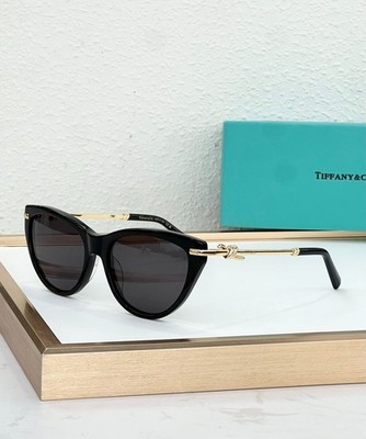 NEW Tiffany & Co. OTF4253F Cat Eye Sunglasses Glossy Black Dark Lens 55-16-145