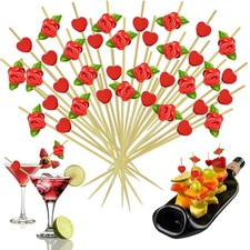 100 Pack Fancy Toothpicks for Appetizers 4.7 Inch Long Bamboo Cocktail Picks ...