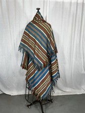 antique wool shawl 1855 unisex Ribbon Striped jacquard 58x62 Civil War Era rare