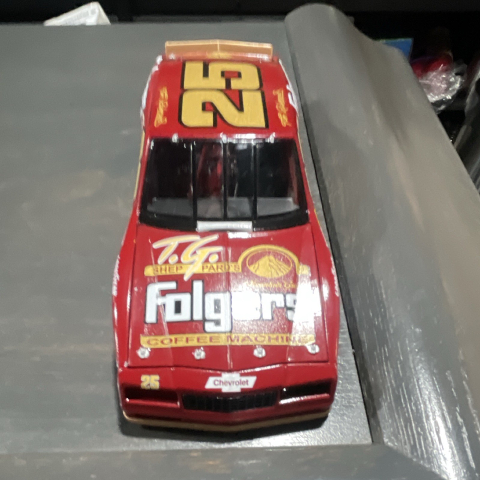 Chevrolet Folgers Coffee Machine Diecast Racing Car #25 Red Yellow Black