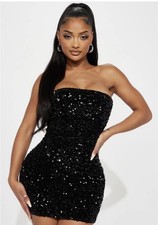 Fashion Nova Black Sequin Mini Dress Size Small