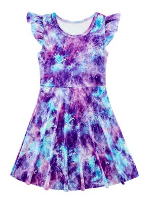 Dark Purple Flower Girl Dress 5-6 Years   Tye Dye Princess Wedding Outfit