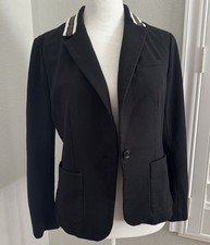 Banana Republic Women  s Classic Blazer Black 4 Petite Jacket Stripe Knit Collar