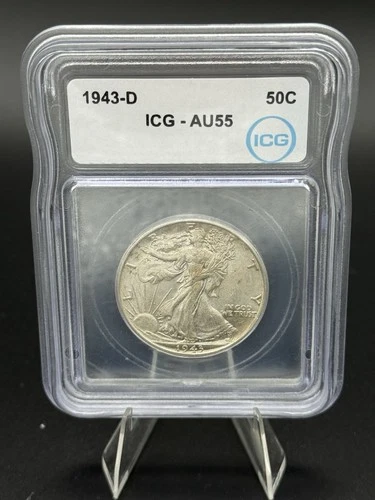 1943 D Walking Liberty 50c Half Dollar ICG AU55