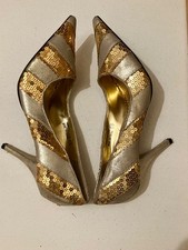 Vintage silver pumps with gold sequins