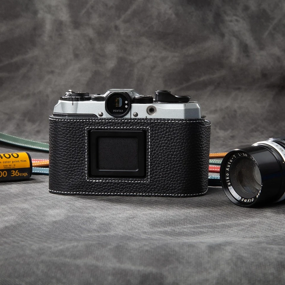 Genuine Real Leather Camera Bag Case Protect Cover Belt Strap For Pentax 17 - Image 4 of 4