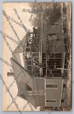 Antique RPPC men building house construction Real Photo Postcard 