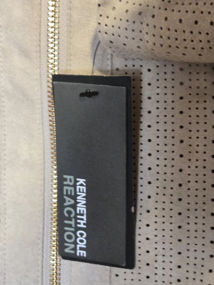 NWT Women's Tan Kenneth Cole Reaction Faux Suede Laser Cut Jacket Sz XL - Image 4 of 4