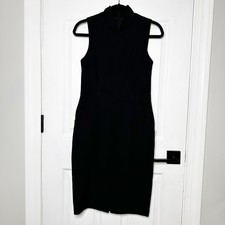 Lavender Label Vera Wang Black Mandarin Collar Sleeveless Sheath Dress Sz US 6