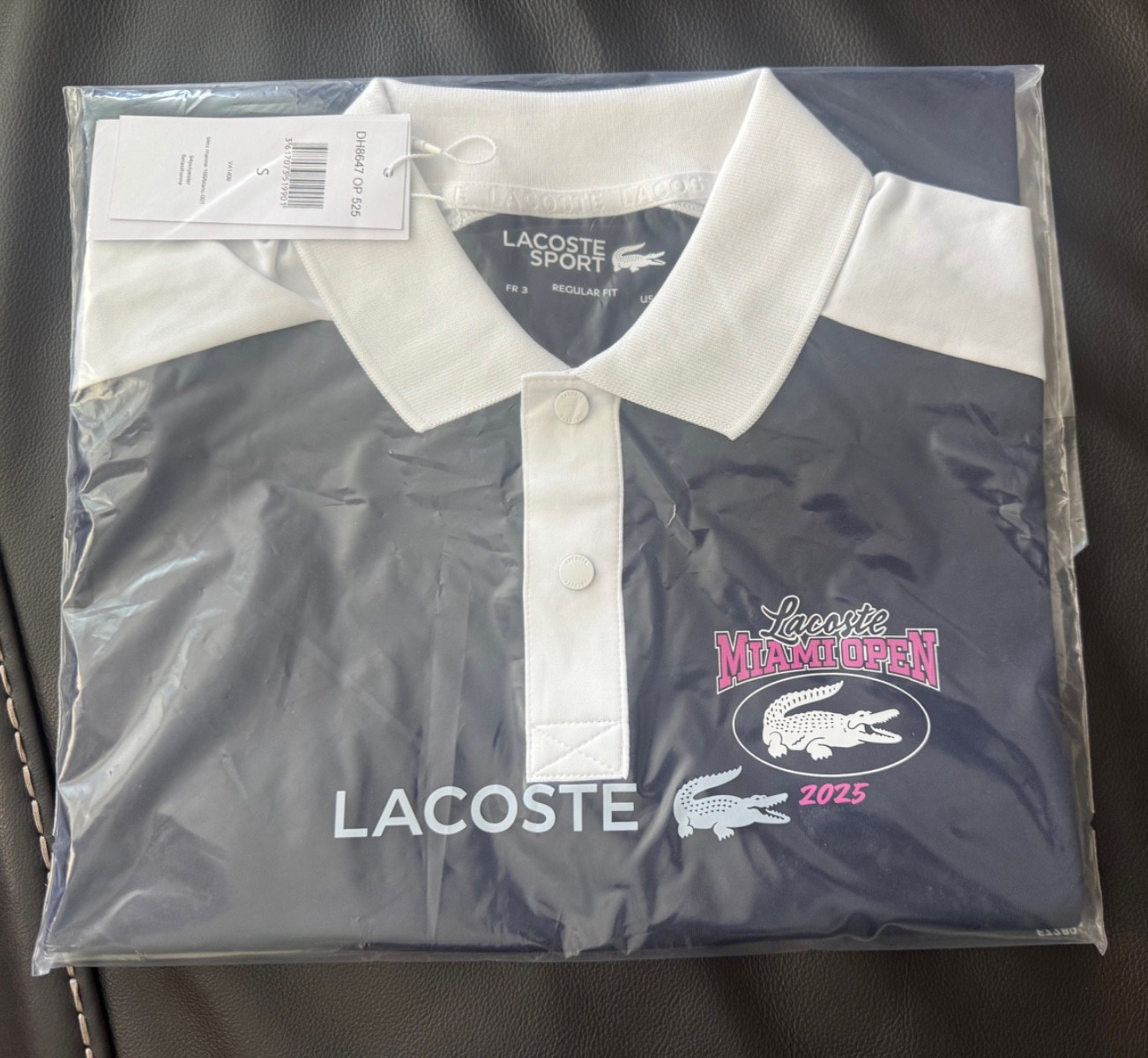 NWT 2025 Lacoste Miami Open Tennis Polo Men's Small Color Blue w/White Trim