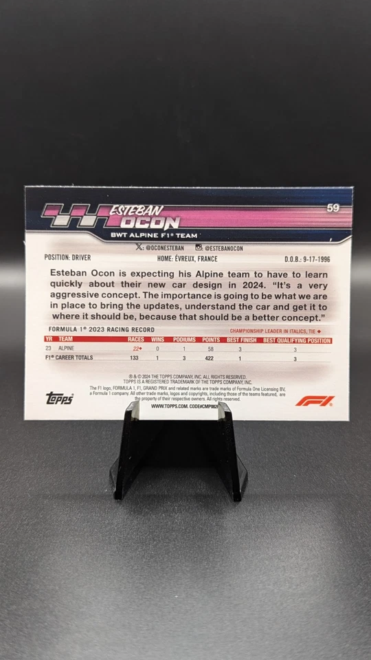 2024 Topps Paddock Pass Formula 1 #59 CHROME Esteban Ocon Alpine F1 - Image 2 of 2
