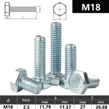M18(18MM) SET SCREWS FULL/HALF THREADED BOLTS HIGH TENSILE GRADE 8.8 ZINC PLATED
