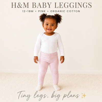 H&M Baby Mädchen Leggings 12-18M Rosa Bio Baumwolle Stretch Hose EUR86