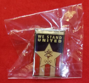 11 SEPT 2001 "We Stand United" Collectible Olympics Lapel Pin 1.25" x 0.75"