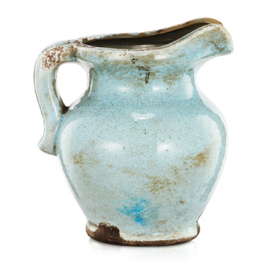 A & B Home 8.1 in. Terracotta Table Vase Blue Patina Farmhouse Ceramic