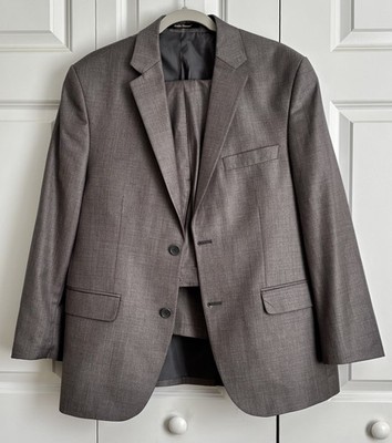 CARLO GHEZZI MEN'S SUIT GREY TWO BUTTONS WOOL MADE IN TURKEY SIZE 50 PANTS 48 EU