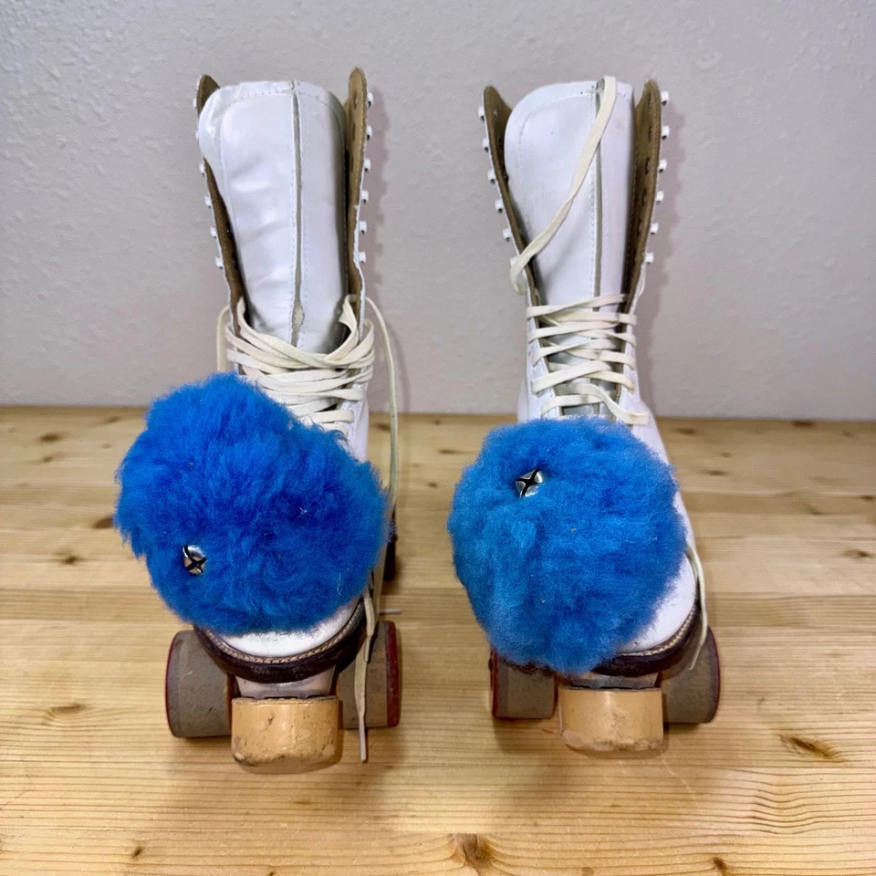 Patines sobre ruedas vintage medalla de bronce 324 placas Chicago Fo-Mac ruedas pompones Foto 2 de 4