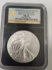 2015 BURNISHED SILVER EAGLE NGC MS70  WEST POINT FIRST DAY OF ISSUE