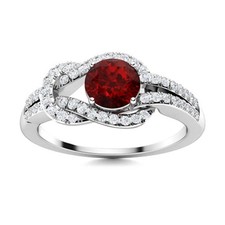 925 Sterling Silver Garnet Stone Solitaire with Accents Ring Jewelry