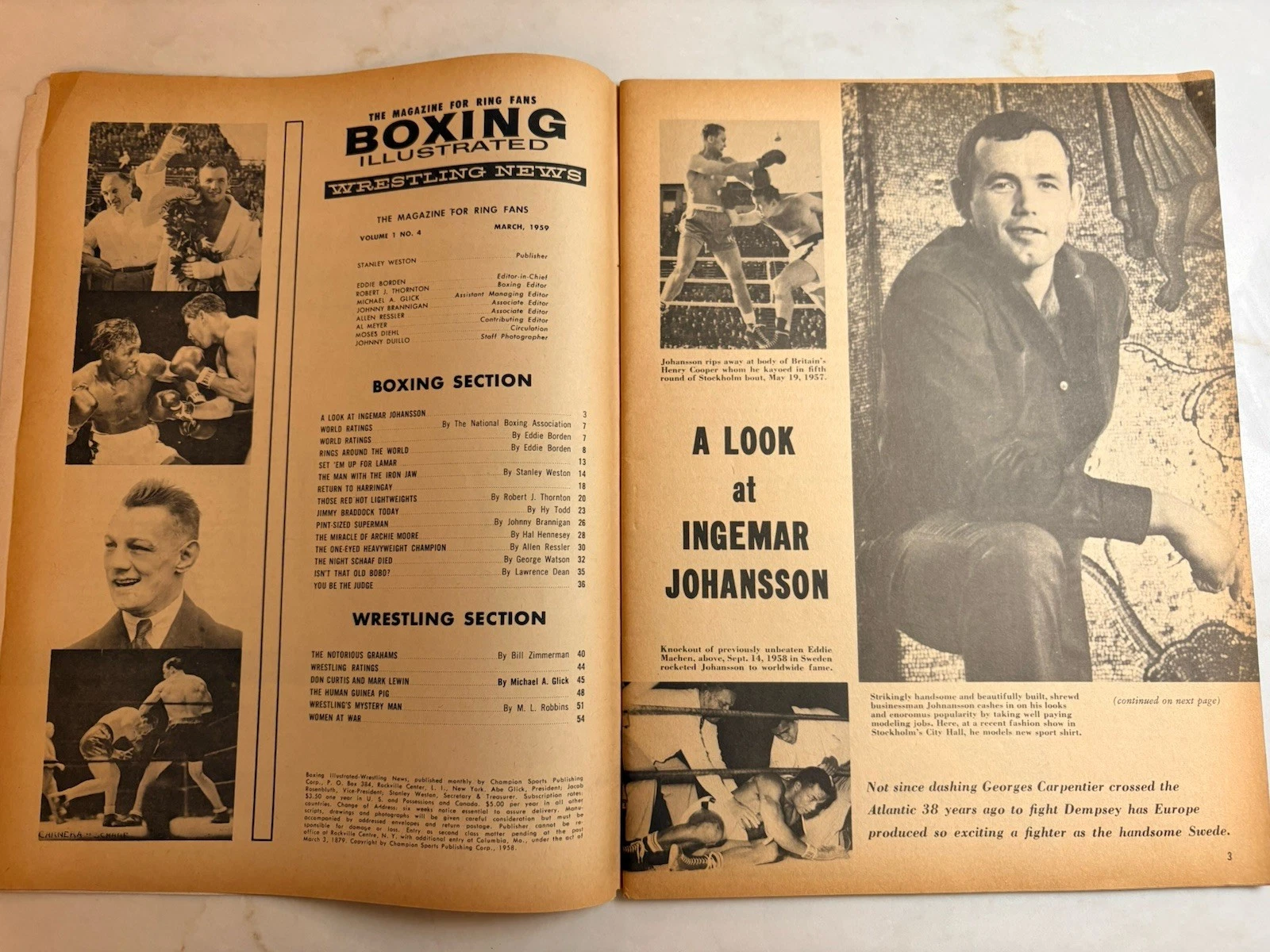 ボクシング イラストマガジン 1959年3月 アーチー ブラウン カバー ラベルなし ヴィンテージ - 画像3/3