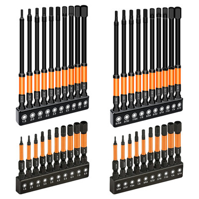Impact Allen Wrench Drill Bit Set,40Pcs 2''&4'' Long Hex Bit Set(Metric & SAE), 1/
