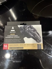 Arteza Compressed Charcoal Sticks, Set of 16