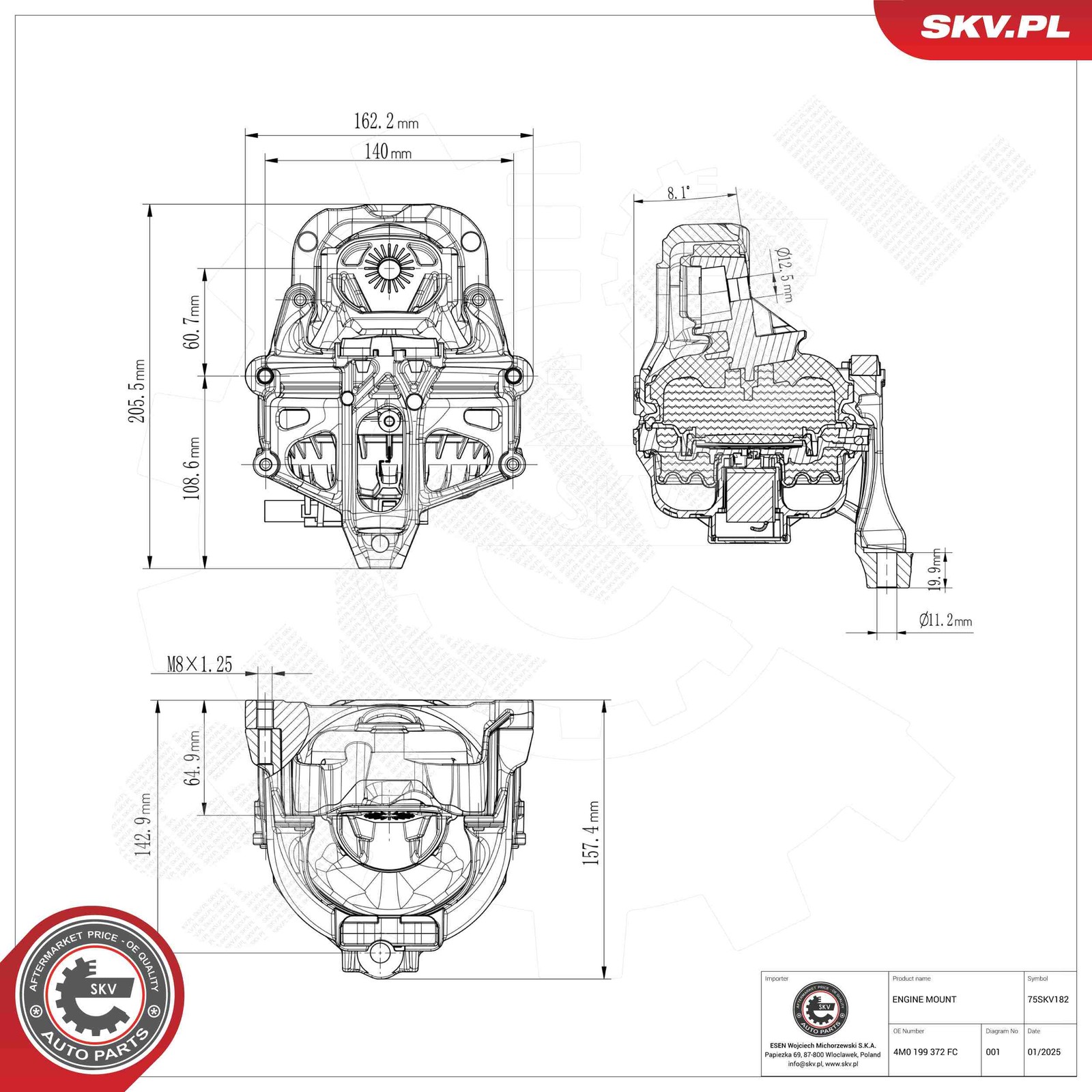 Fits SKV GERMANY 75SKV182 ENGINE CUSHION 75SKV182   ⭐UK Stock⭐