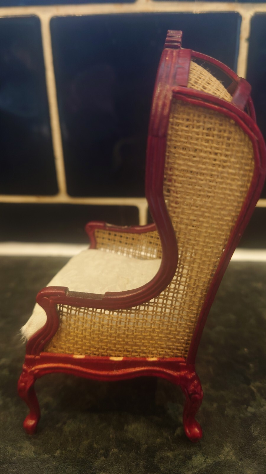 JiaYi Dolls House Miniature 12th Scale Rattan Chair Imp Missing