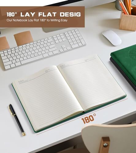 Lined Journal Notebook for Women Men,256 Pages Large Hardcover Leather A4 Green - Picture 6 of 6