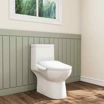 Smart Toilet Bidet Seat with Warm Water Flush, Heated Seat, Night Light, Dryer
