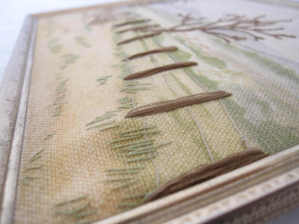 Handmade "Lost Forgotten Country Wagon Scene " Embroidery Picture - Image 4 of 4