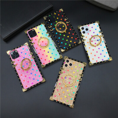 For iPhone 13 12 11 Pro Max XS XR 7 8 Glitter Bling Love Heart Case Cover