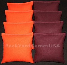 ALL WEATHER CORNHOLE BEAN BAGS Orange Dark Maroon Resin Filled WATERPROOF