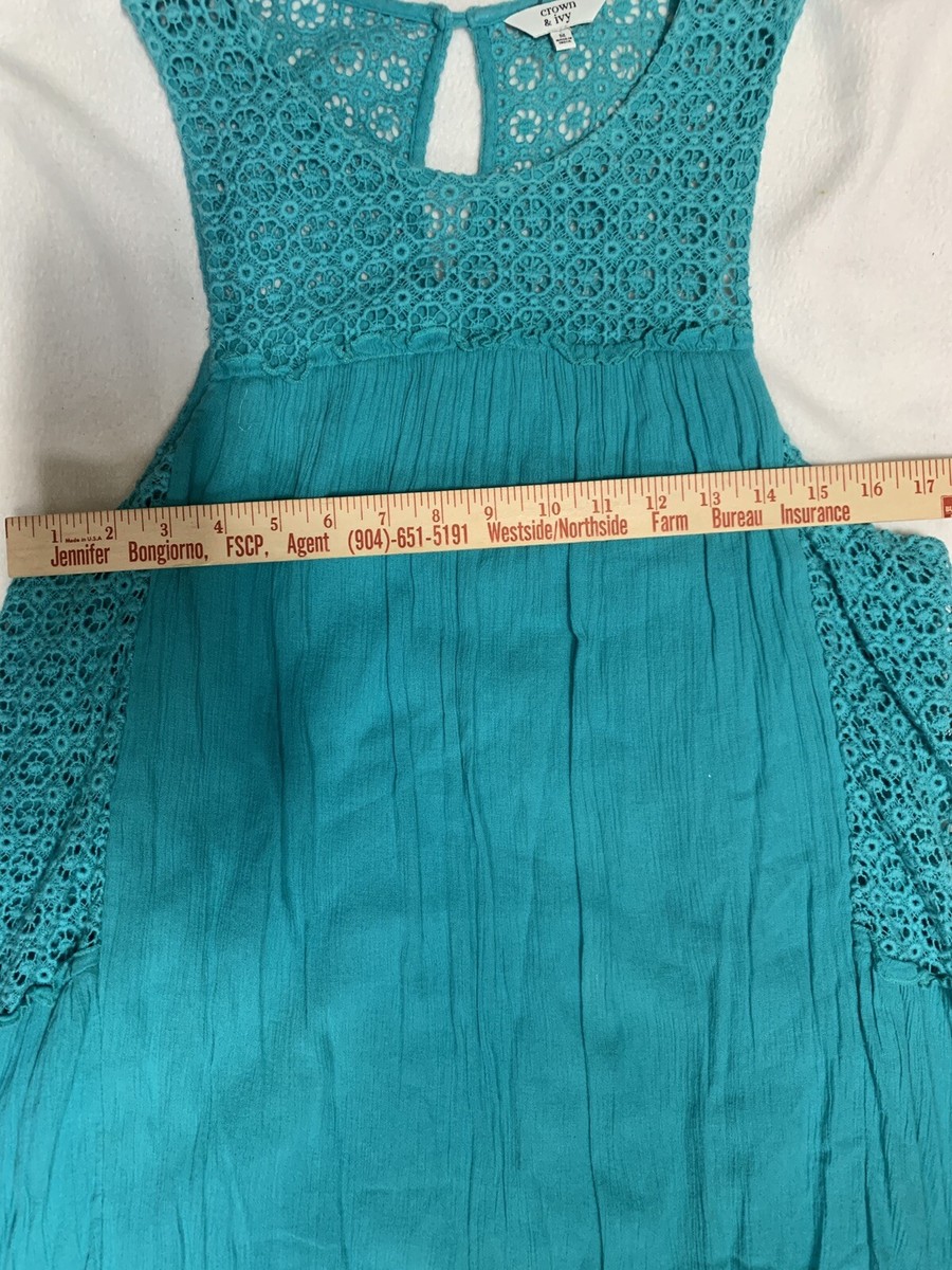 Robe Femme Crown & Ivy Turquoise Paradise - Taille M - Bordure Gazey Oeillets - Neuf Avec étiquettes