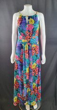 M&Co Multi Hot Hibiscus Floral Maxi Dress UK 10 Summer 100% Polyester NWT