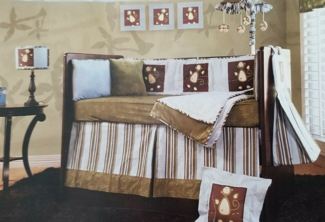 3 pc Kathy Ireland Thank You Baby Mr. Pep Nursery Crib Bedding Set NIP