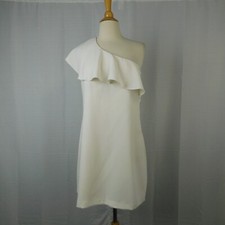 Cooper & Ella Ivory One Shoulder Ruffle Dress - Medium #7991