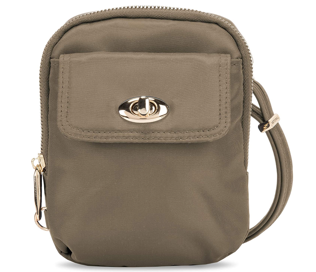 Travelon Women's AntiTheft Tailored Crossbody Phone Pouch, Sable, One