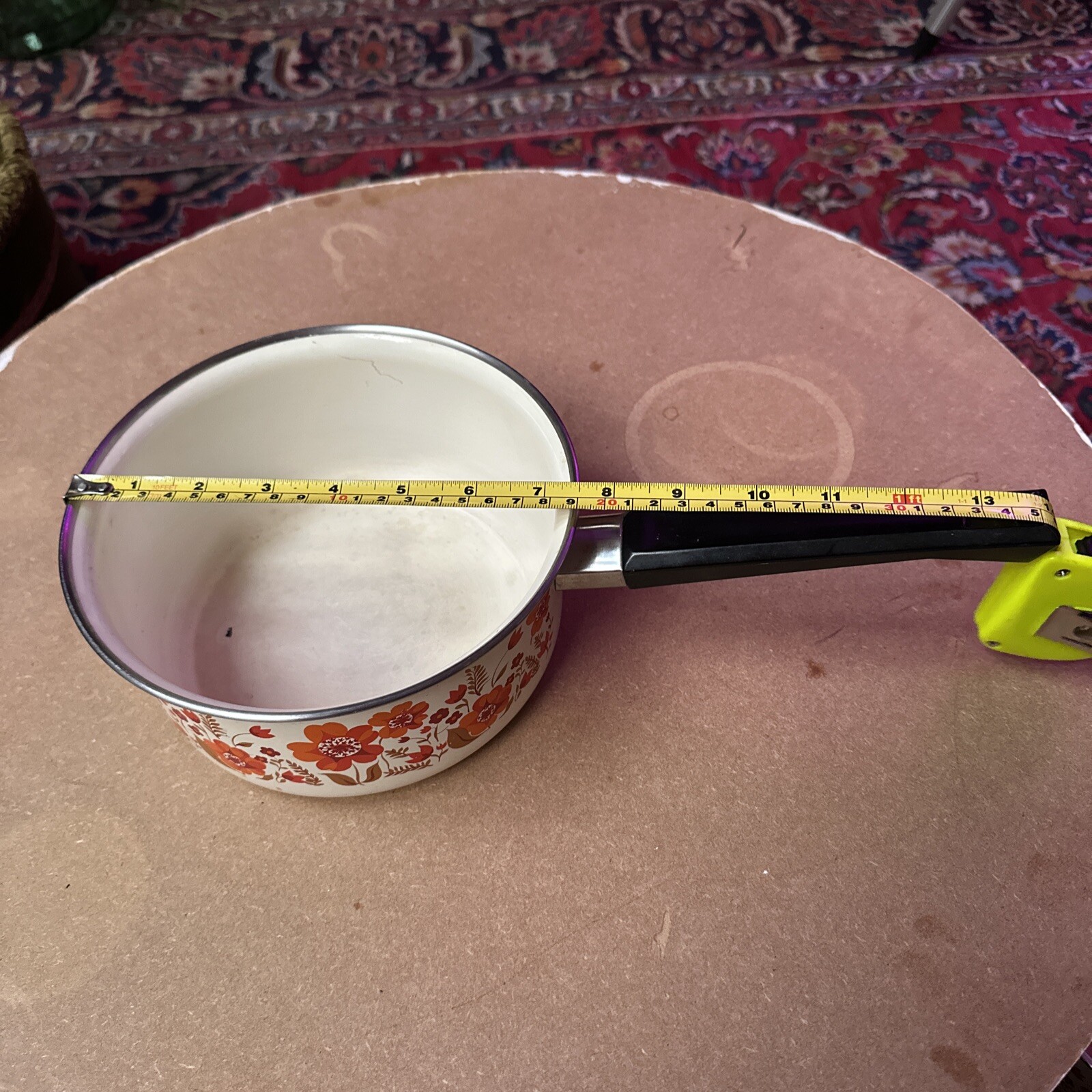 Set Of Four Vintage Flower Power Enamel Saucepans 1960s70s eBay