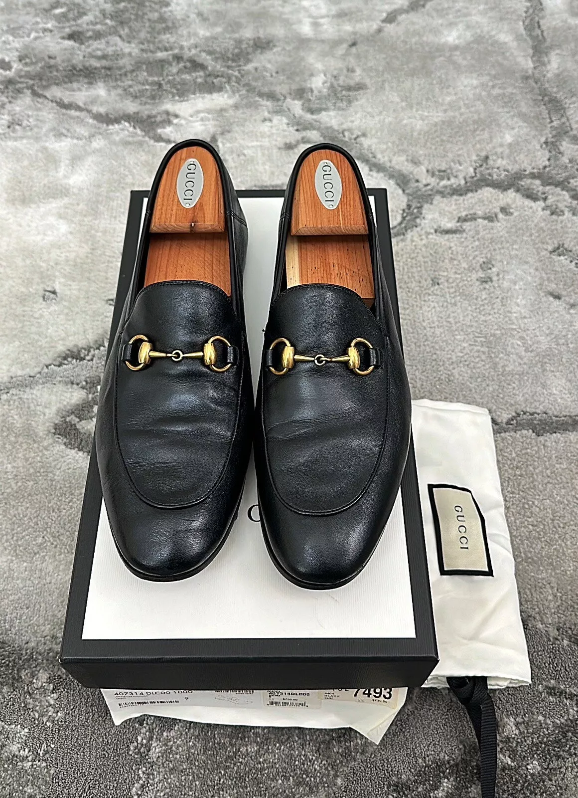 Massin homme authentique Gucci Jordaan or cheval noir cuir US9,5 EU43 UK9