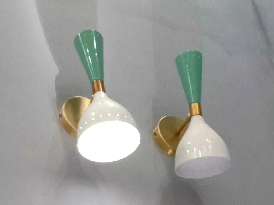 Латунный итальянский регулируемый настенный бра Diabolo светло-белый и светло-зеленый - Изображение 3 из 4