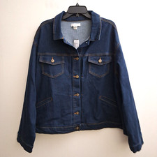Christopher & Banks Jean Jacket Womens Plus 3x Blue Button Stretch Denim Nwt