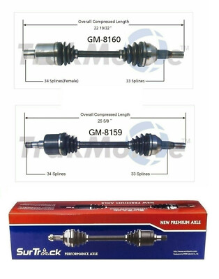 For Buick Rendevous Pontiac Aztek FWD Pair of 2 Front CV Axle Shafts SurTrack