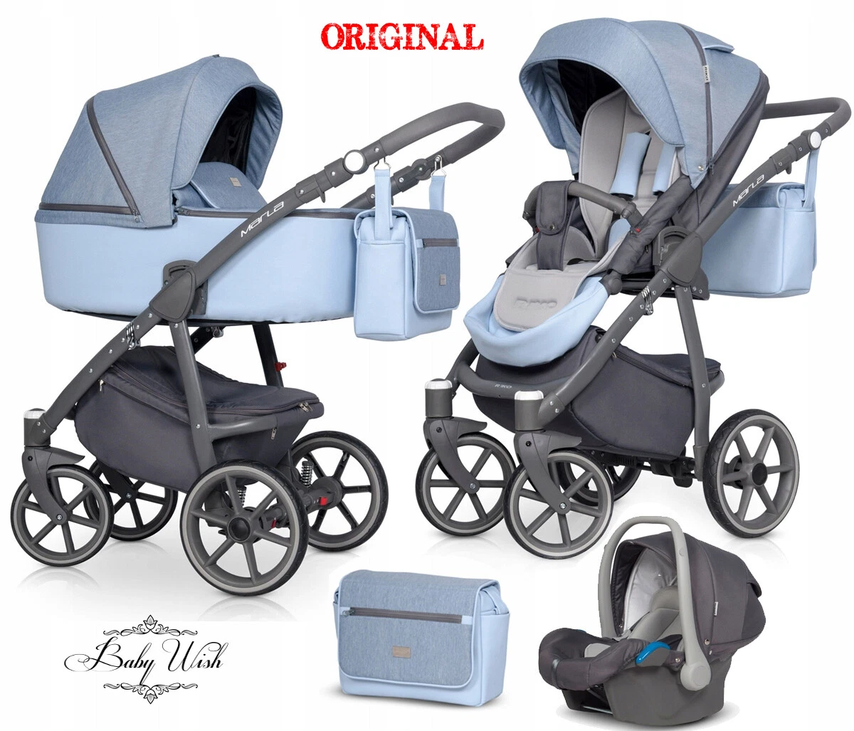 RIKO MARLA BABY PRAM 3in1 CARRYCOT + PUSHCHAIR + CAR SEAT !!! UK RETURN
