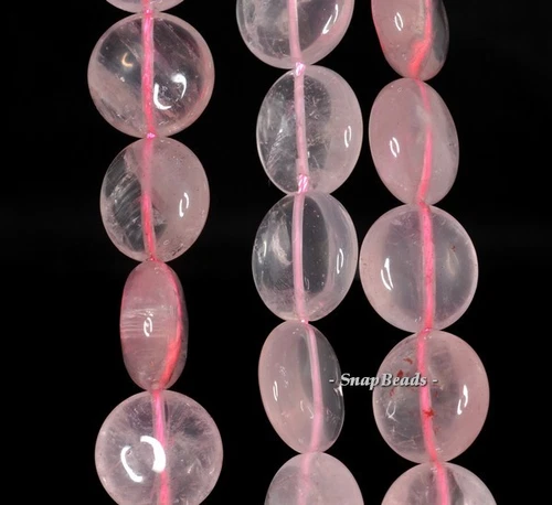 14 MM ROSENQUARZ EDELSTEIN FLACH RUND LOSE PERLEN 7 Zoll - Bild 1 von 4