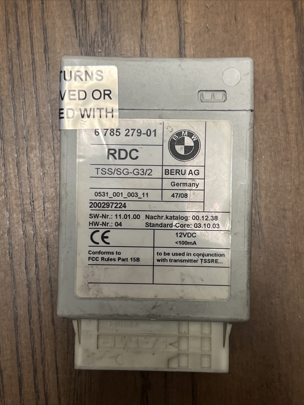 2007-2011 BMW 328i 528i 535i M5 X5 RDC TIRE PRESSURE MODULE P/N: 6 785 279-01