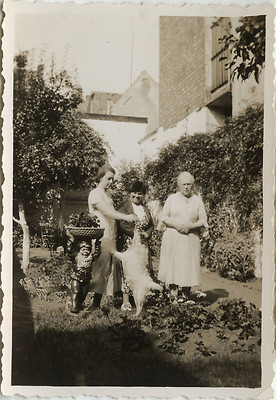 ALTES FOTO - VINTAGE SNAPSHOT - TIER HUND GARTENZWERG LUSTIG - DOG FUN