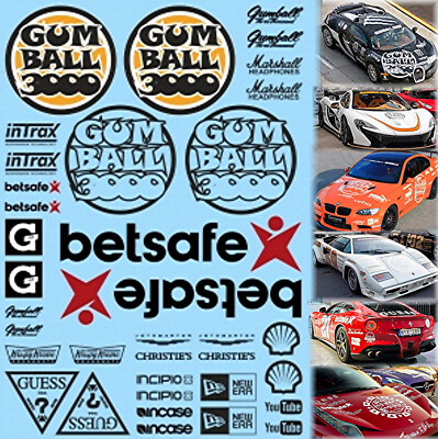 Gumball 3000 Rallye Decal schwarz Street Racing 1:18 Decal Abziehbilder